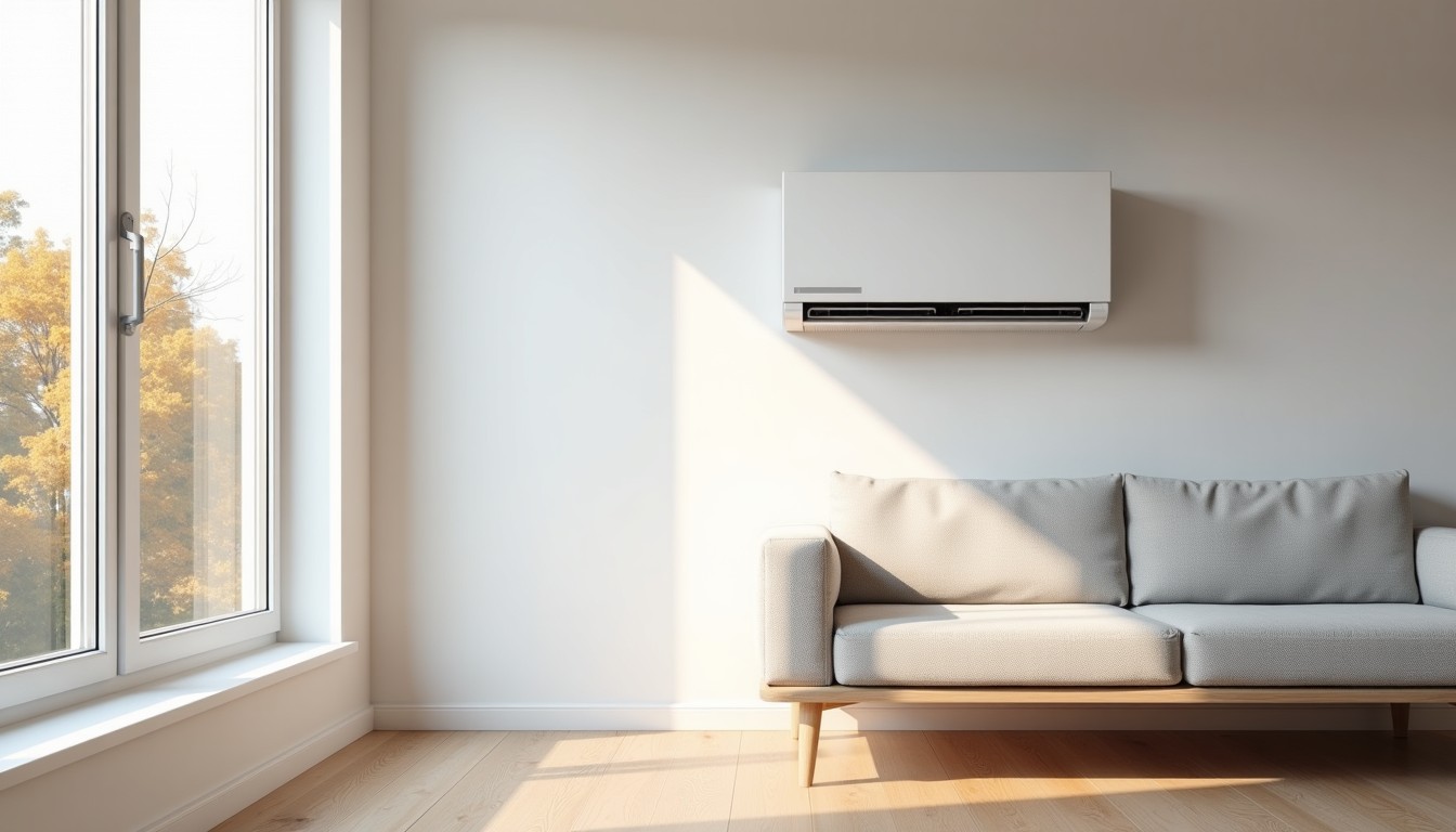 Fujitsu varmepumpe innedel i moderne stue